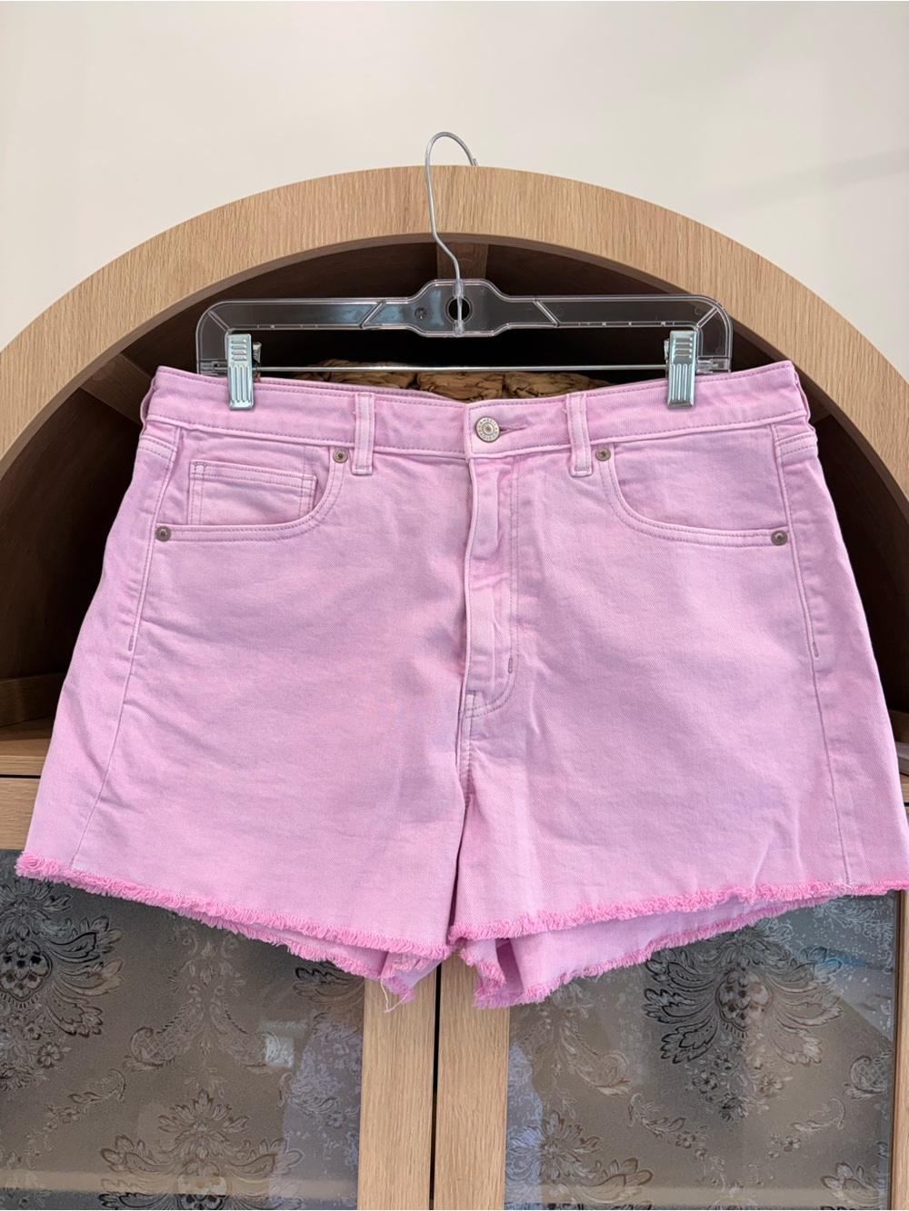 American Eagle Outfitters Pink Denim Shorts - Frayed Hem